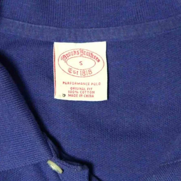 Brooks Brothers Polo Shirt Blue Long Sleeve Cotton Pique Men's Size Small - Picture 3 of 3